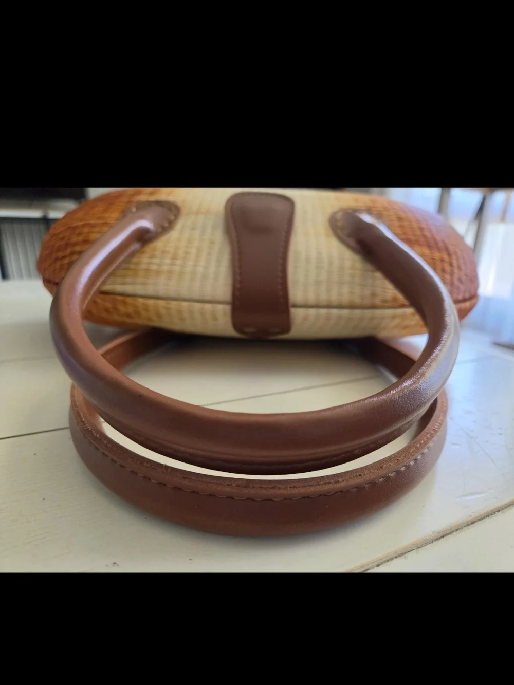 Le Sac Style Woven Straw Ombre Handbag, Terracotta Hardbody Boho Purse